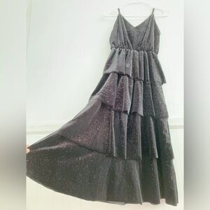 Midnight Glamour Layered Maxi velvet Dress prom for Women